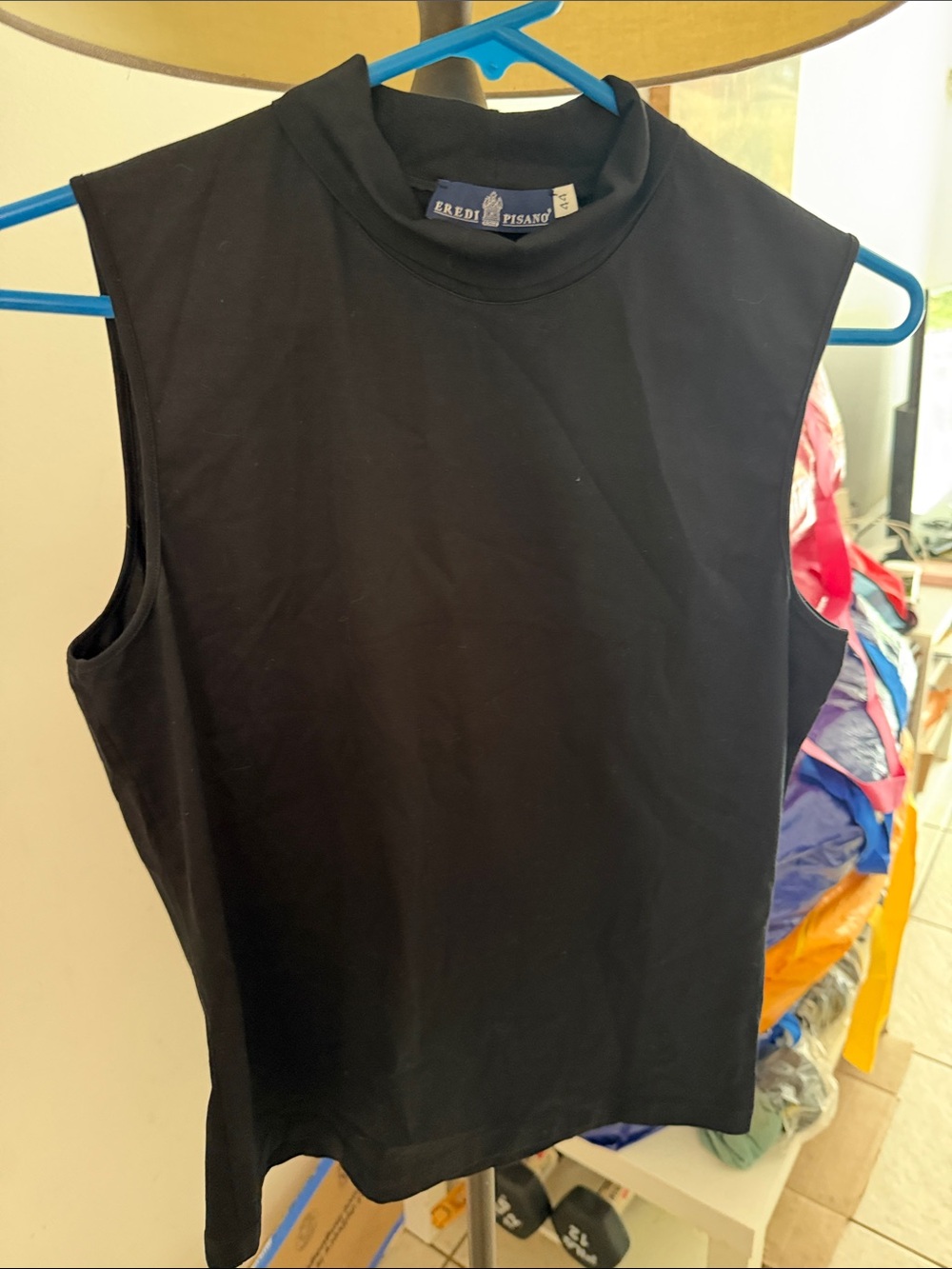 Kids Black Mock Neck Sleeveless Tank Top by